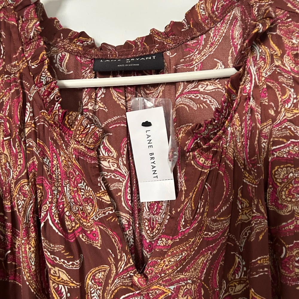 Lane Bryant Paisley Blouse - Brown and Pink
